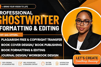 ghostwrite quality ebook writing, book writer, journal design, ebook ghostwriter