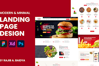do landing page UI or website template in photoshop,figma