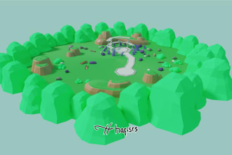 create fan art 3d low poly map for gaming and illustration
