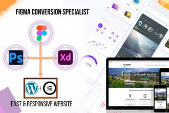 convert figma to wordpress, PSD to wordpress, figma to elementor and xd to word