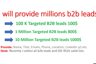 provide millions b2b leads list for email marketing