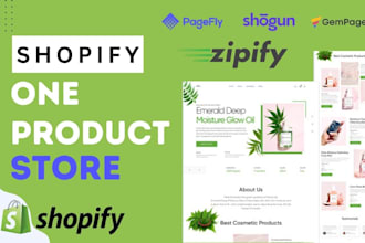 create stunning shopify one product store or dropshipping store