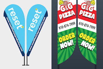 design custom feather flag, teardrop, beach flag or outdoor sign banner