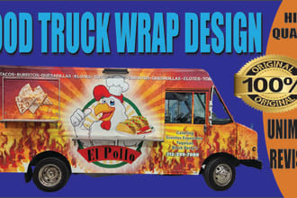 design eye catching truck, professional food truck wrap