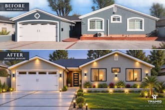 do house exterior design and 3d rendering