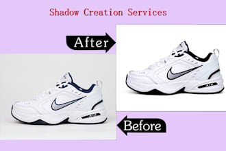 photoshop shadow creation service, natural, drop, reflection