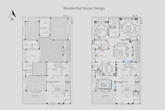 architectural 2d floor plan, elevation, section on autocad