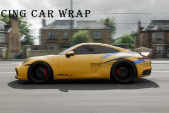 design a racing car wrap, livery car and itasha car wrap design