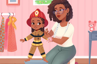 do bright modern colorful children book illustrations