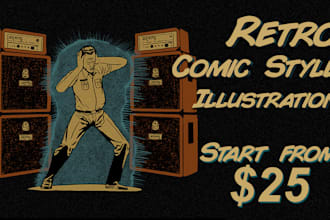 create retro comic style illustration for you