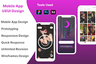 create  mobile, web ,android ,ios and saas app uxui design in figma