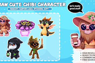 draw cute cartoon characters, mascots, animals