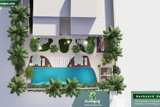 design realistic 3d landscapes for villas, backyards, and residential spaces