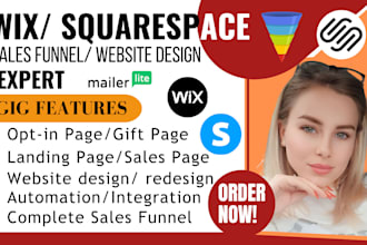 wix sales funnel, wix landing page, squarespace website clickfunnels expert
