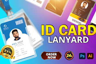 design corporate id card, custom lanyard, and employee badge