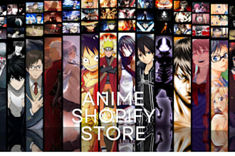 design anime shopify store,  manga, clothing store, anime website, anime store