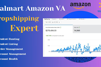 manage your walmart dropshipping, wfs and amazon VA