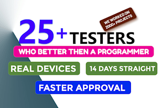 provide 12 testers or 20 testers for google play closed testing with guides