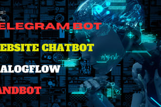 develop website chatbot, telegram bot, landbot, dialogflow chatbot, chatgpt api