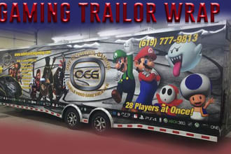 create professional box trailer, long trailer, gaming trailer wrap design