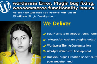 solve wordpress error, plugin bug fixing, woocommerce issues