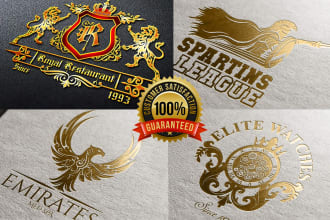 design coat of arms crest shield monogram vintage gold logo
