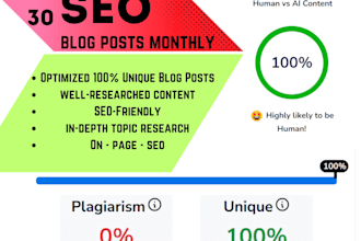 write 30 SEO blog posts monthly with images