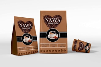 do aesthetic coffee bag packaging, stickers and label design