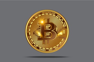 design 3d gold, silver coin, crypto token, and bitcoin logo