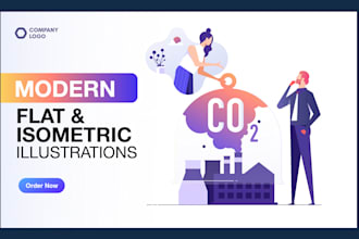 create modern isometric, flat illustration for app and web
