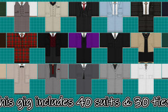 send you 70 roblox clothing templates suits and ties