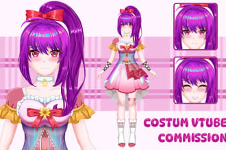 design high quality anime character model live2d for vtuber and streams