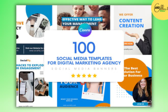 provide 100 social media posts for digital marketing agencies canva templates