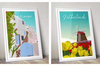 design top level minimalist travel poster illustration