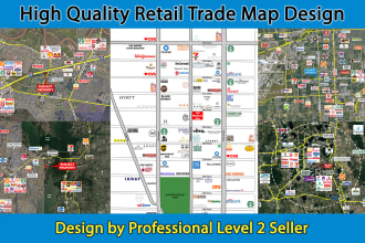 create a commercial retail trade aerial map with specific logo labels