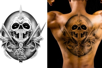 make unique illustration digital tattoo designs for tshirts