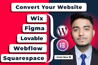 convert clone figma, webflow, lovable ai,  squarespace, wix to wordpress website