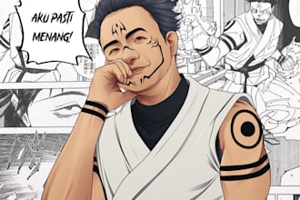 draw cartoon vector portrait art of you as cosplay or anime