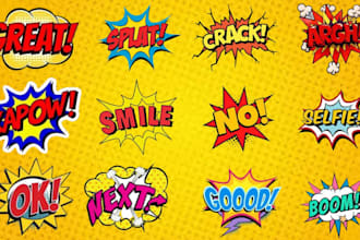 design comic text, pop art, 90s,80s,vintage , retro,or hand drawn logo