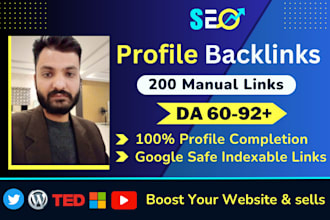 create 200 profile backlinks for manual SEO linkbuilding