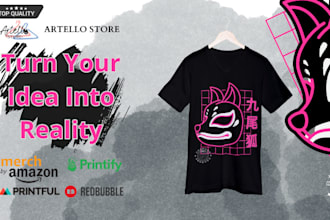 design a japanese t shirt with samurai kanji or ukiyo e art