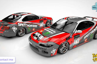 create unique racing car design, vehicle wrap design