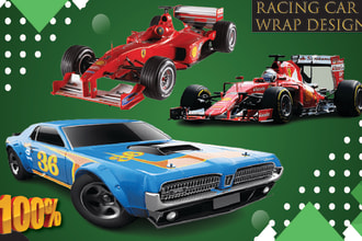 do unique, professional racing car wrap vehicle wrap design