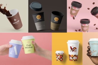 design paper cup and coffee cups and mug