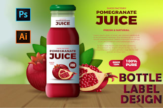 design creative labels, for juice, energy drinks, and soda