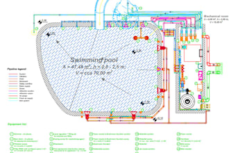 make a detailed design for skimmer swimming pool