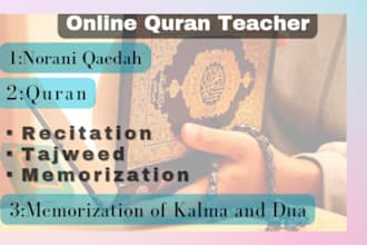 teach holy quran with tajweed nazra etc