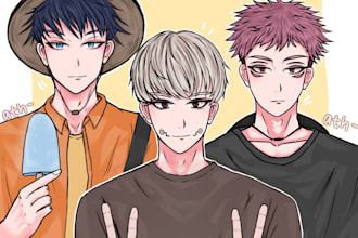draw anime illustration fan art, original character, for your pfp