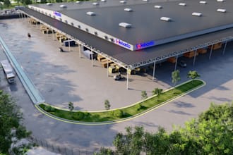design warehouse 3d renders and model with animation