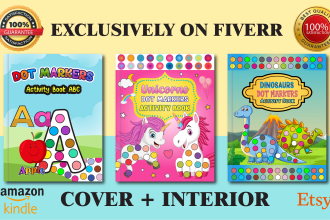 design dot markers activity and coloring book for amazon KDP, etsy